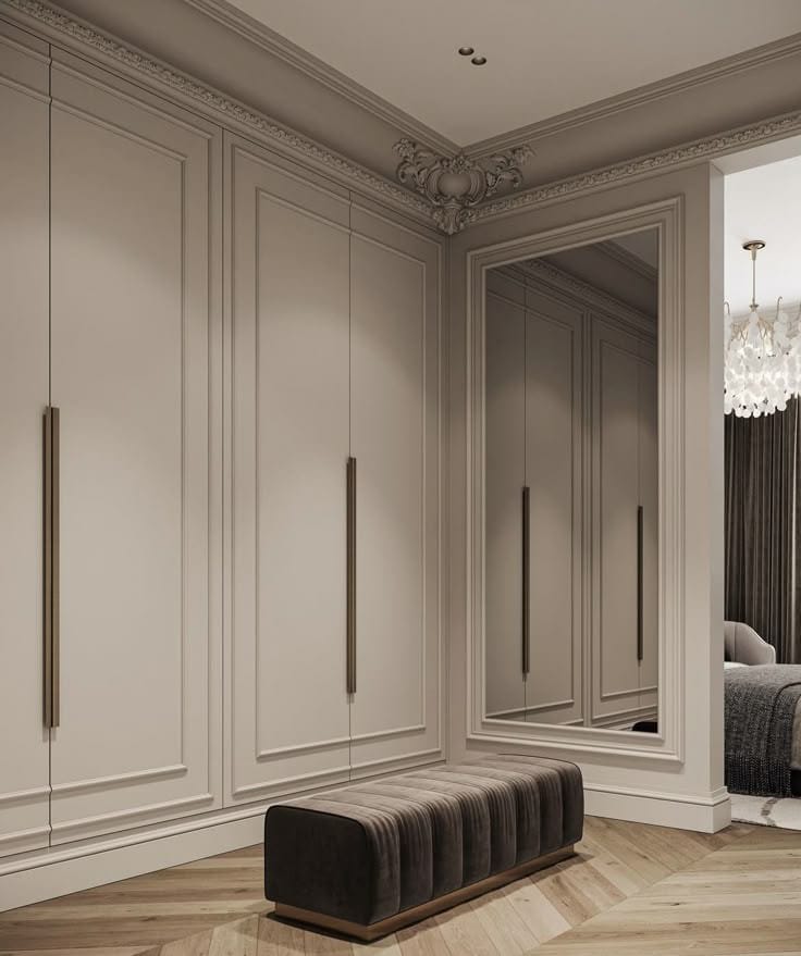 Antrede bankolu gardırop ve fluted kapaklar